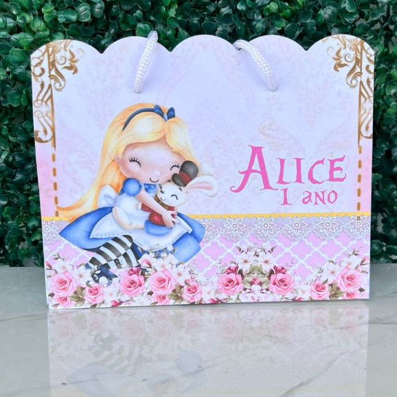 10-30 Sacolinhas Personalizadas –Alice No Pais das Maravilhas Baby - Pegue e Monte - Lembrancinhas