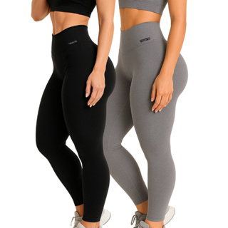 Kit 2 Calças Legging Feminina Cintura Alta Zero Transparência Academia Fitness Básica Confortável em Oferta na Shopee