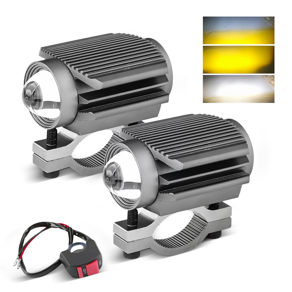 Farol LED Moto 3 Cores 7000LM, Alto Brilho, À Prova d'Água, Fácil Instalação - Kit Completo em Oferta na Shopee