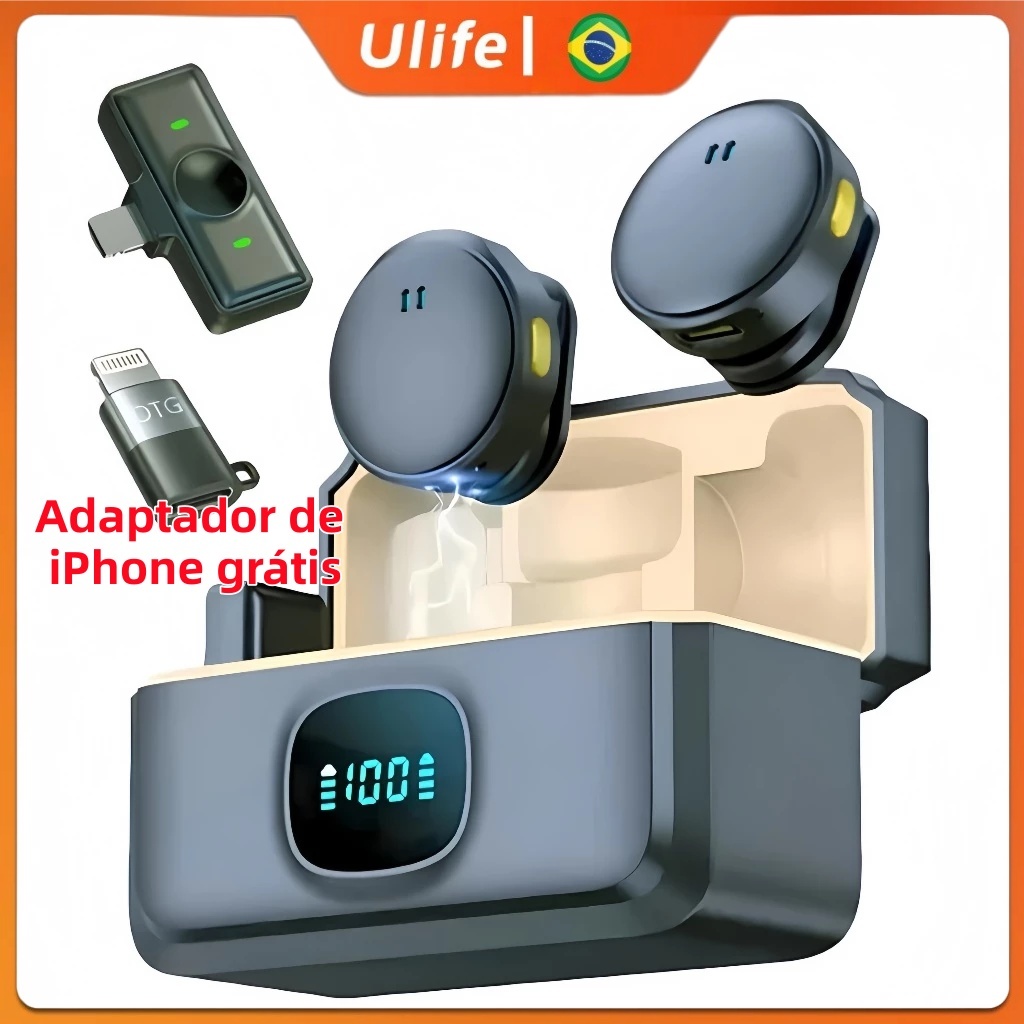 Mini Microfone De Lapela Sem Fio Profissional Magnético Com Cancelamento De Ruído Para iPhone Android Type C Phone