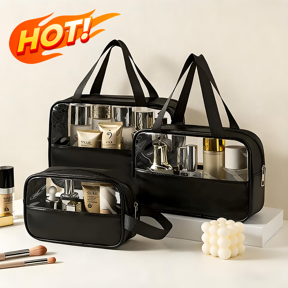 Kit 3 Necessaire Maquiagem Feminina Transparente  bolsa de lavagem  de maquiagem a prova de água -Q3/4