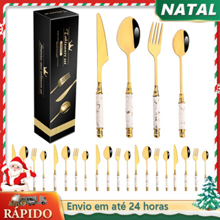 Kit 24  De Talheres de  cerâmica Aço Inoxidável Pc， para Resistente ao calor e à prova de ferrugem em Oferta na Shopee