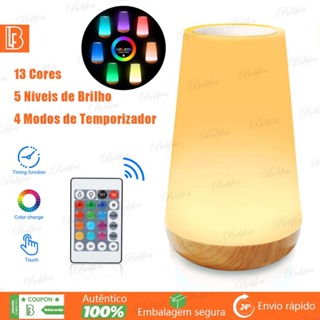 Luz Noturna de Controle Remoto Recarregável Com Toque 13 Cores Cronometrado Luminária em Oferta na Shopee