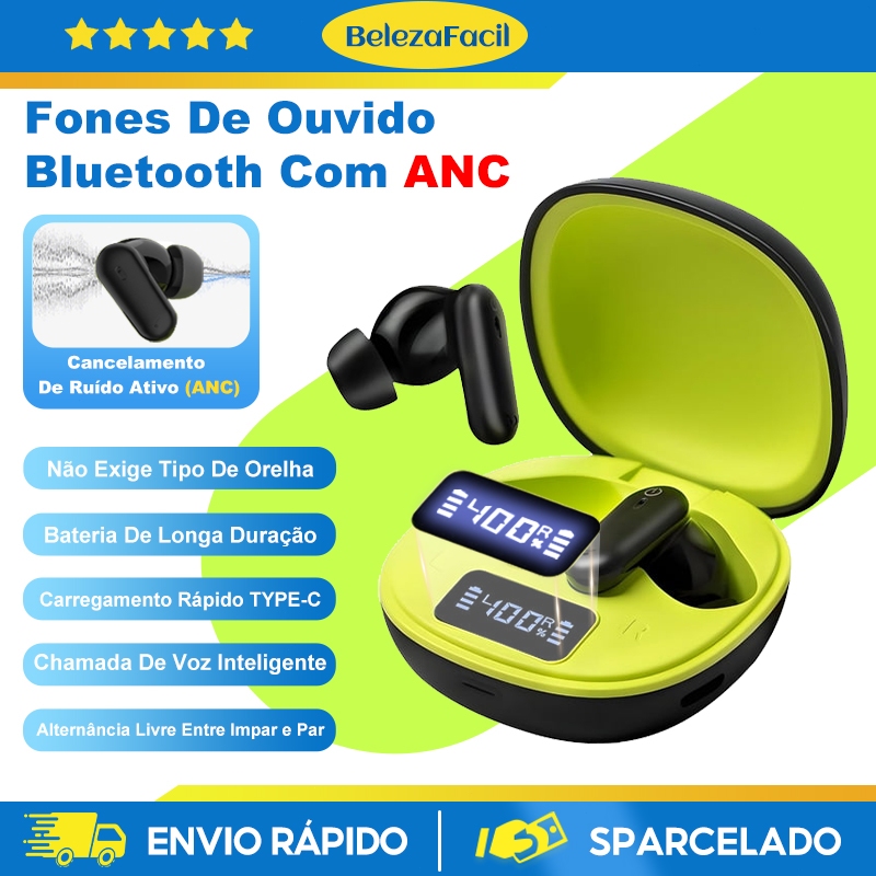 ANC Fones De Ouvido Sem Fio Bluetooth 5.3 Cancelamento De Ruído Microfones Intra-Auriculares ENC