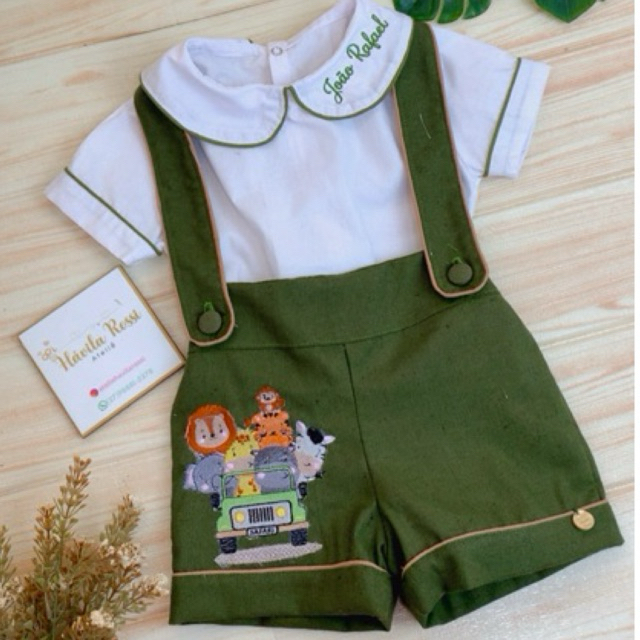 bordado na perna/ conjunto safari menino/ conjunto personalizado/ personalizado mickey/ fantasia mickey