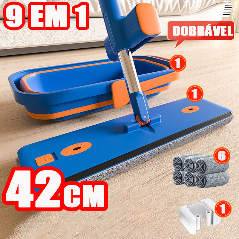 KIT 9 Conjunto De Esfregão E Balde Dobrável De Microfibra Com Raspador De Desaguamento S10