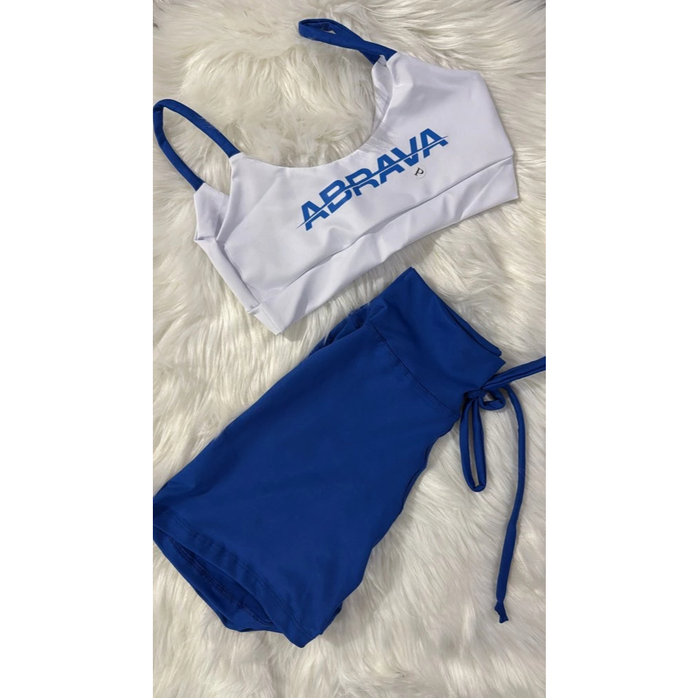 Conjunto de Academia Feminino Short + Top com Zero Transparência e Cintura Alta Premium Abrava