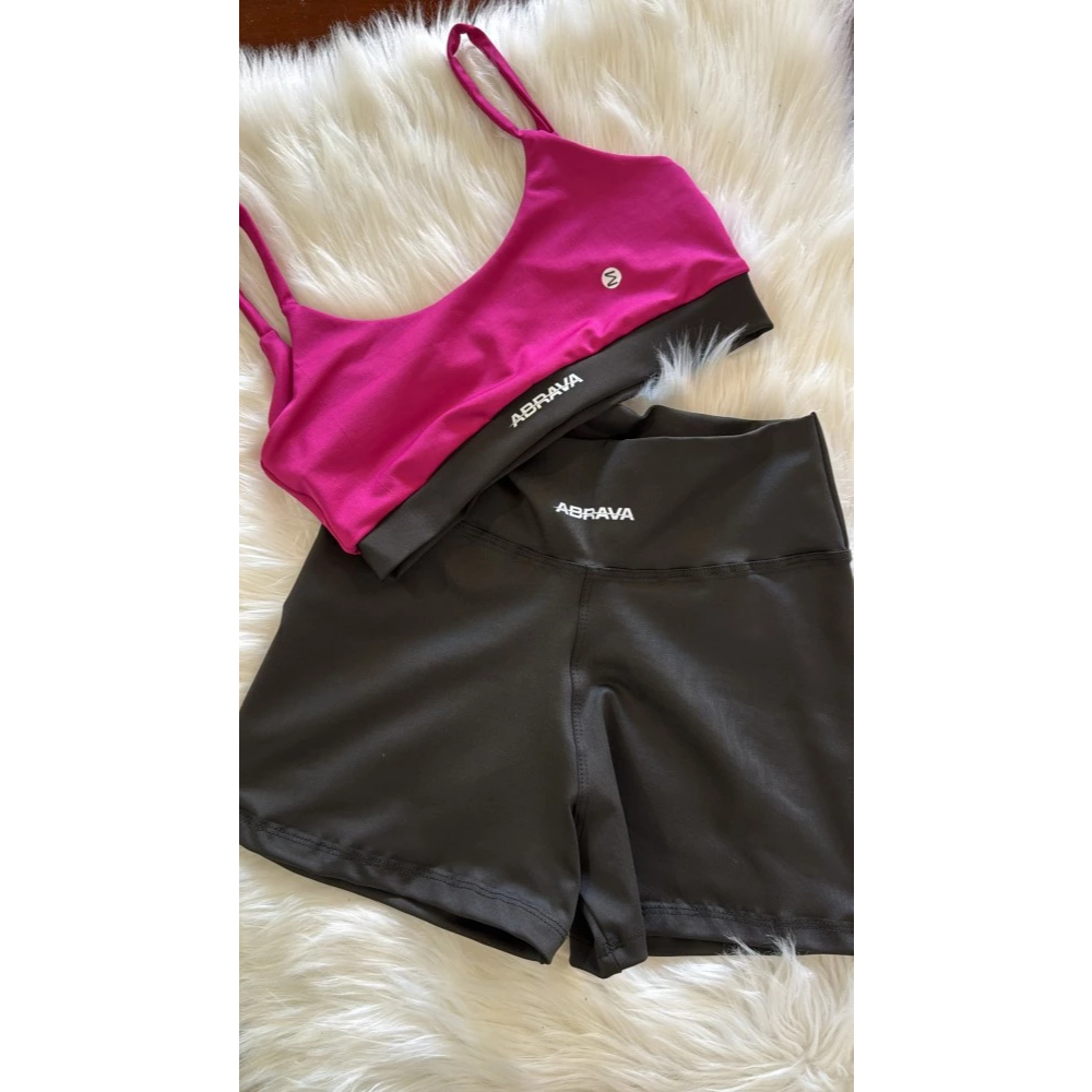 Conjunto de Academia Feminino Short + Top com Zero Transparência e Cintura Alta