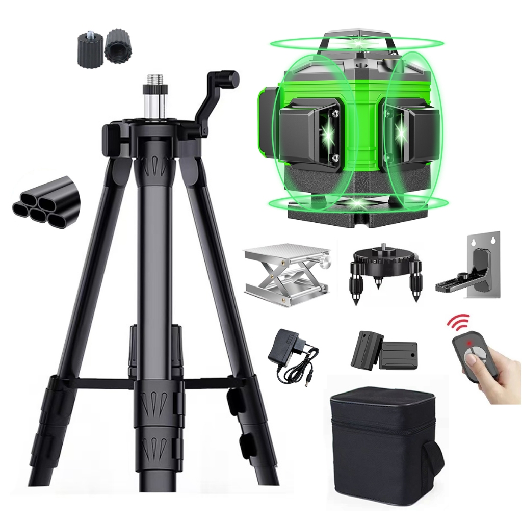 Kit Nível Laser Verde 12/16 Linhas +suporte +tripé Profissional