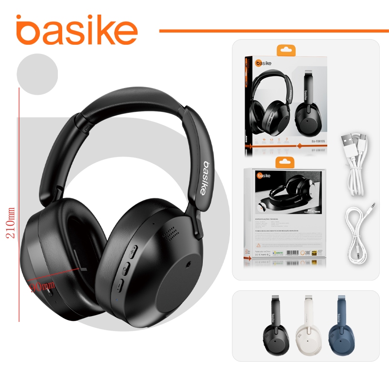 Basike Fone Bluetooth Sem Fio ANC 3 Modos，Fone de Ouvido Bluetooth para iPhone Com microfone，FON195