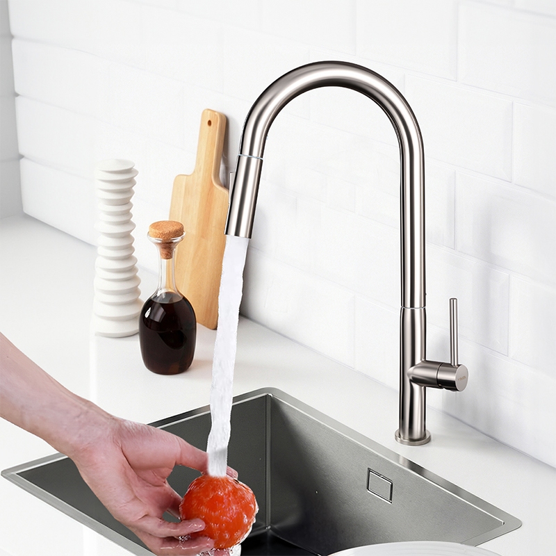 Torneira Monocomando Cozinha Bancada Inox 304 Gourmet com Mangueira Extensível 2 Modos 360°
