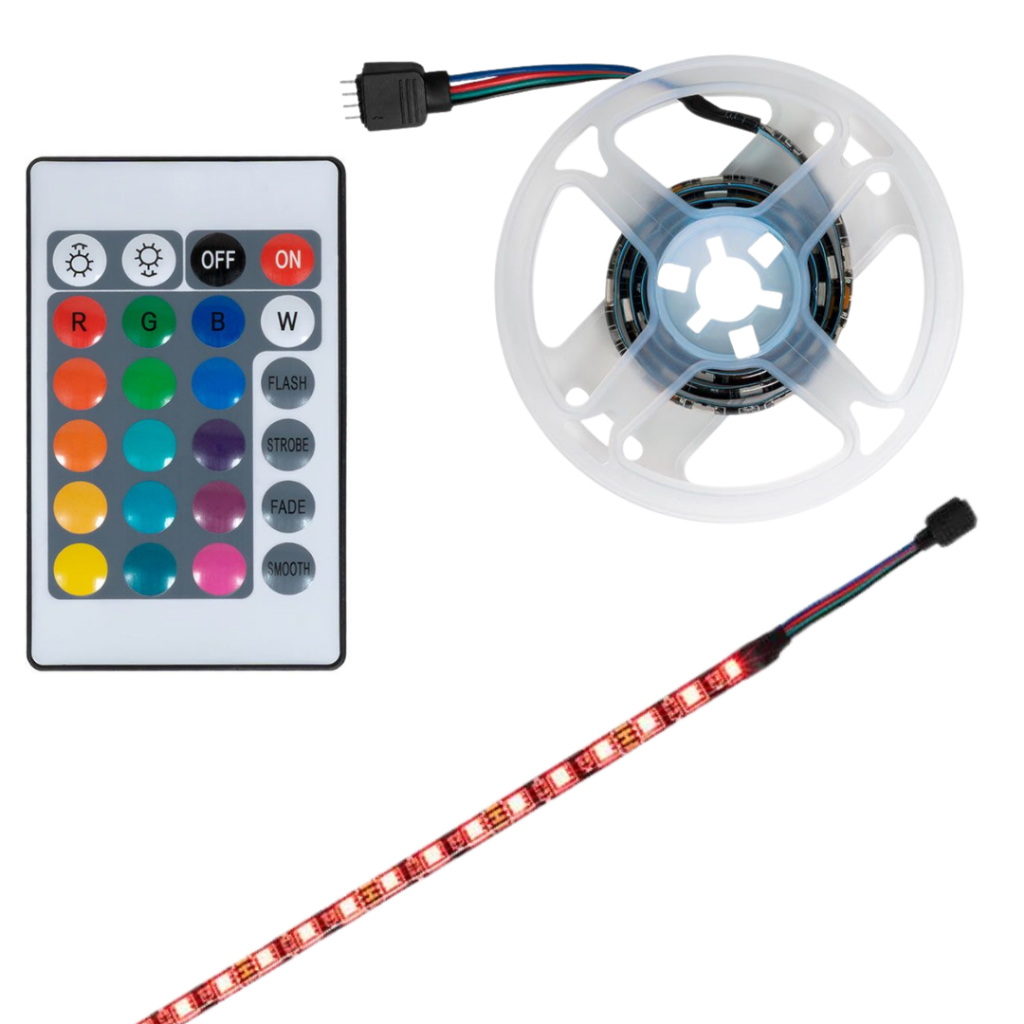 Fita Led 50cm Rgb Com Controle Remoto E Controladora Para Pc Gabinete