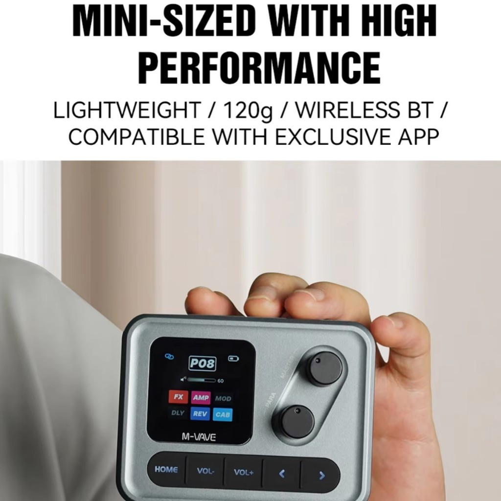 Pedal de efeitos portátil para guitarra M-VAVE Pocket AMP Processador multiefeitos com LCD de 1,54 polegadas, bateria · foto 2