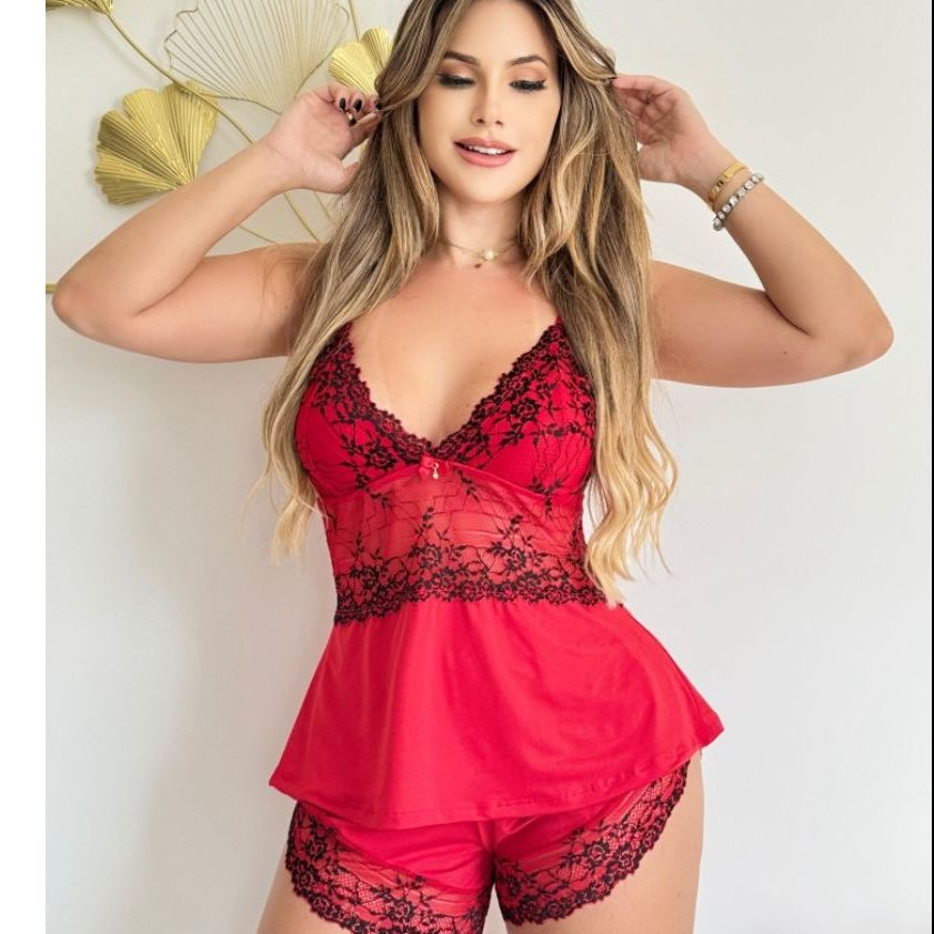 Pijama Baby Doll Feminino Várias Cores – Conjunto Leve, Fresquinho e Super Confortáve