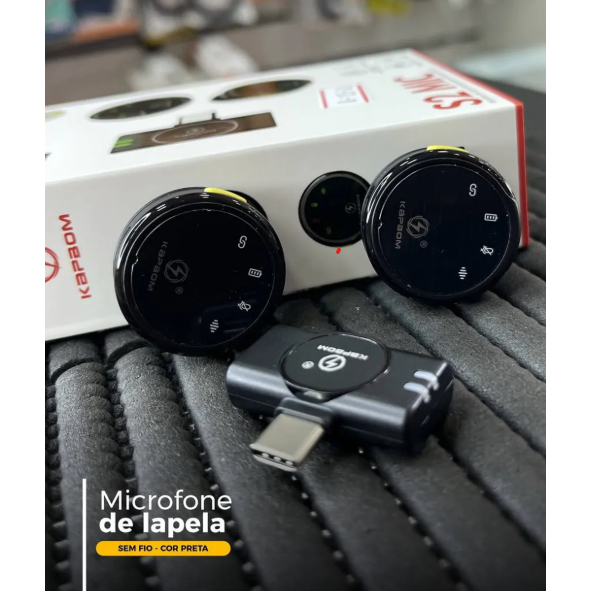 Microfone Lapela Duplo Magnético TIPO-C S2 MIC KAPBOM KA-S2-ip Excelente Ótimo Som | Sem ruído