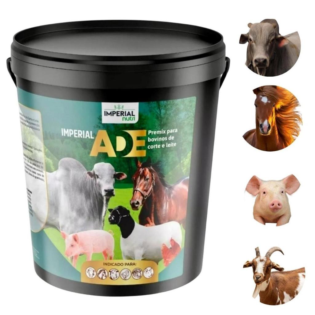 ADE 1kg Premix Vitaminas B12 e ADE Suplemento para Equinos, Bovinos, Suínos, Caprinos e Aves- VAI NO POTE BULA.