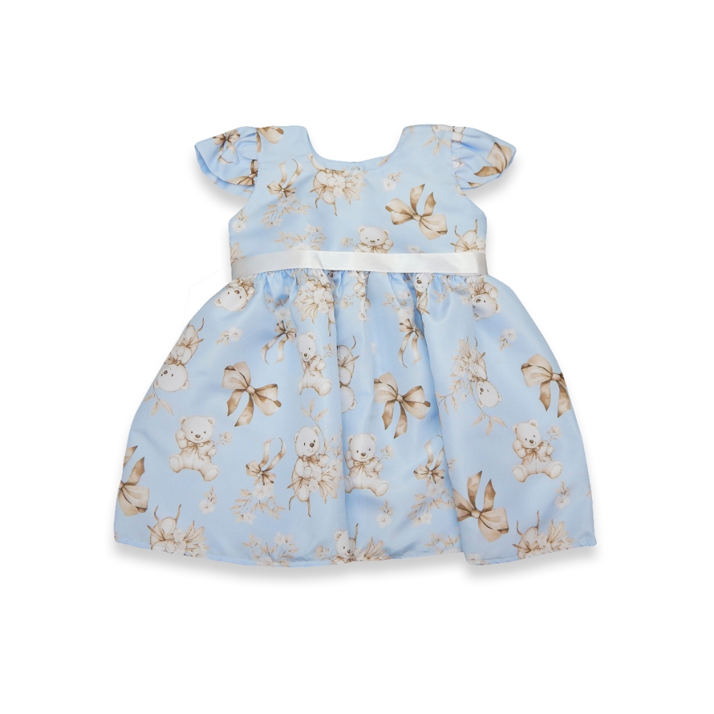 Vestido Bebê Floral com Saia Rodada Faixa e Laço nas Costas Elegance Baby em Oferta na Shopee