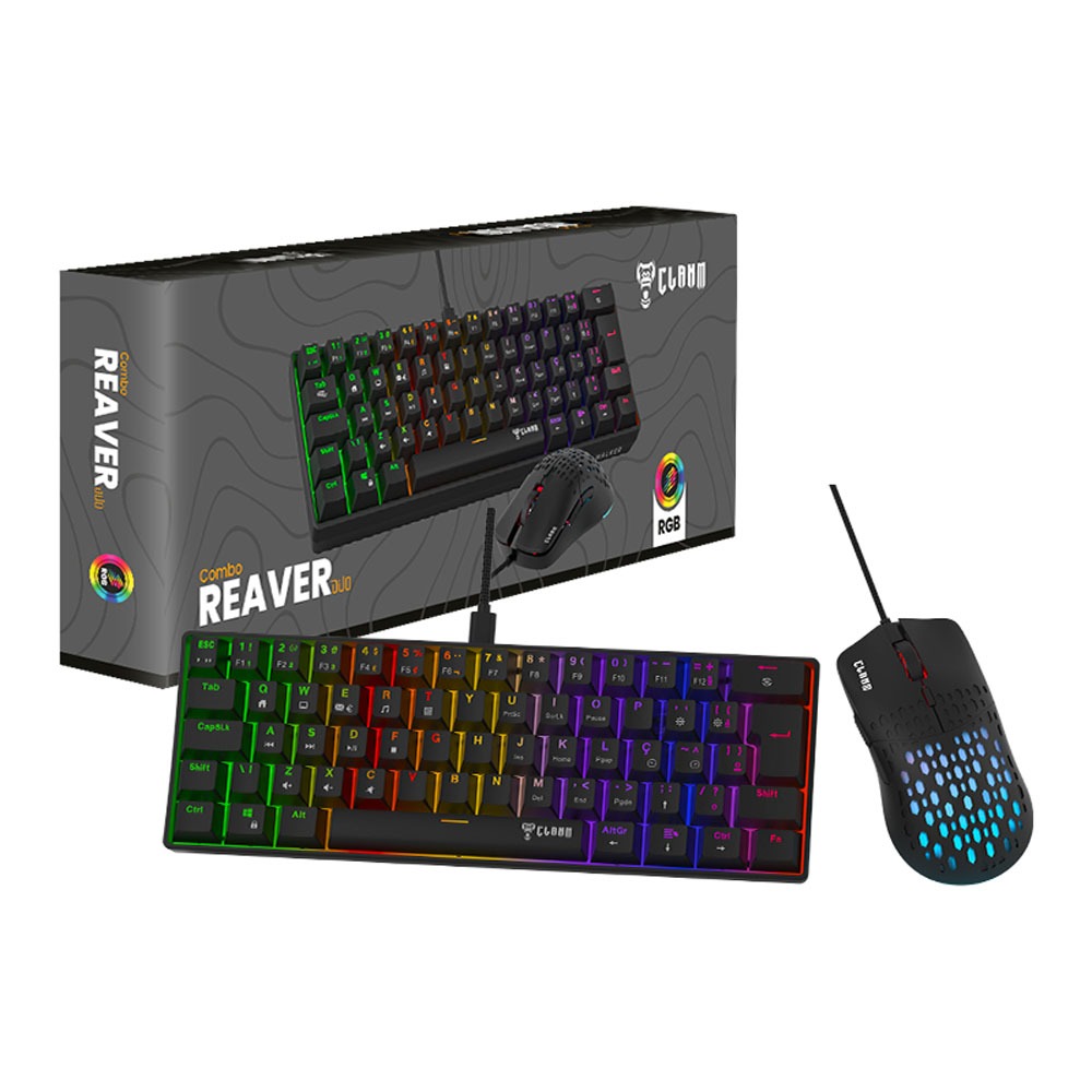 KIT Teclado e Mouse Gamer com RGB Mouse Slits Preto Teclado Mecanico