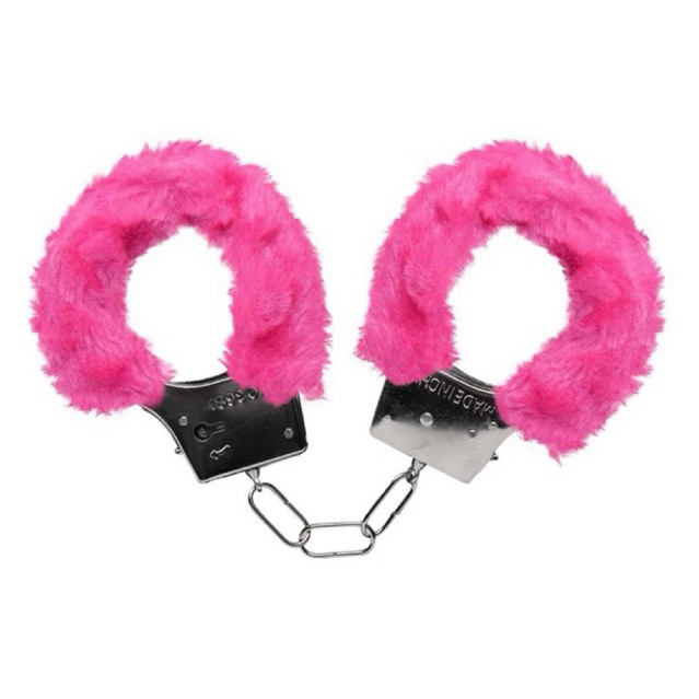 Kit Vibrador ponto g formato Golfinho + Algemas Metal Pelúcia Rosa erótico casal sexshop Sex Shop