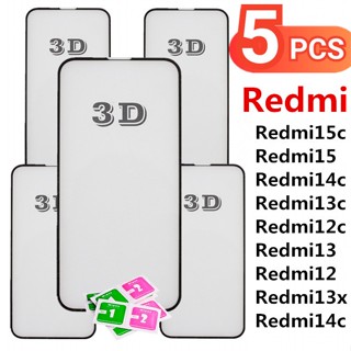Kit 5Pcs Película De Vidro Temperado 3D Para Xiaomi Redmi 15c 15 14c 13c 12c 13 12 13x redmi14c redmi13x 4G 5G em Oferta na Shopee
