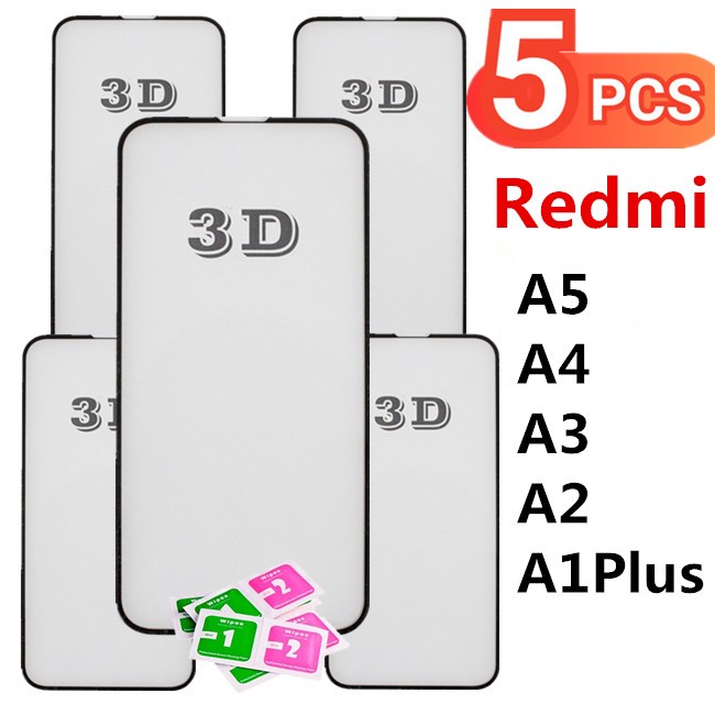 Kit 5Pcs Película De Vidro Temperado 3D Para Xiaomi Redmi A5 A4 A3 A2 A1 Plus A3