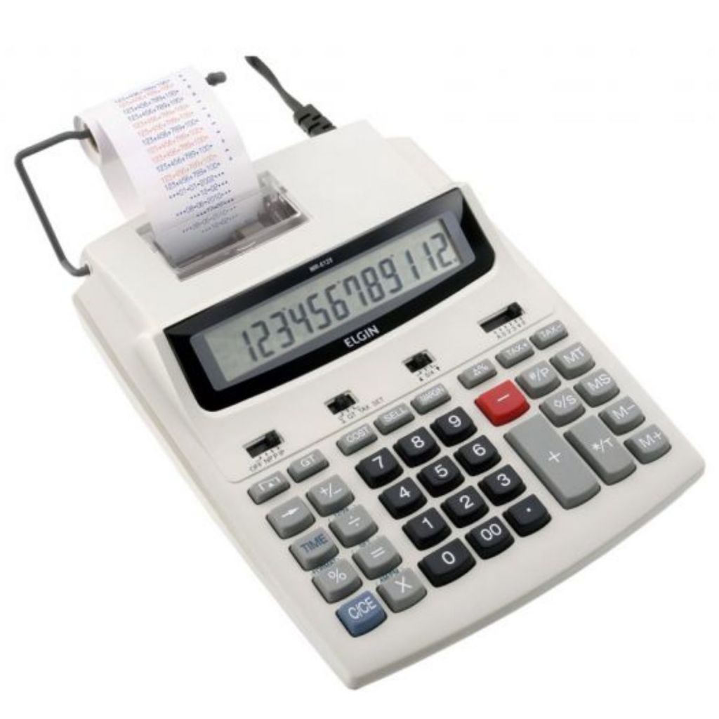 Calculadora de Mesa Elgin 12Dígitos com Bobina Visor Impressora Rápida Fácil Uso Profissional MR6125