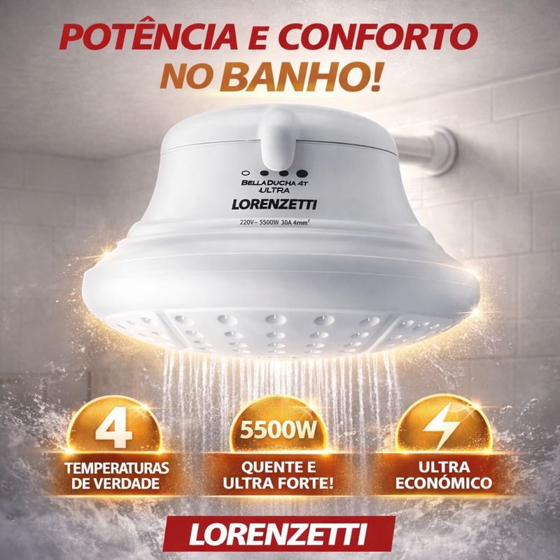 Chuveiro Ducha Lorenzetti Bella Ducha 127V 5500W Potente Econômico Super Quente