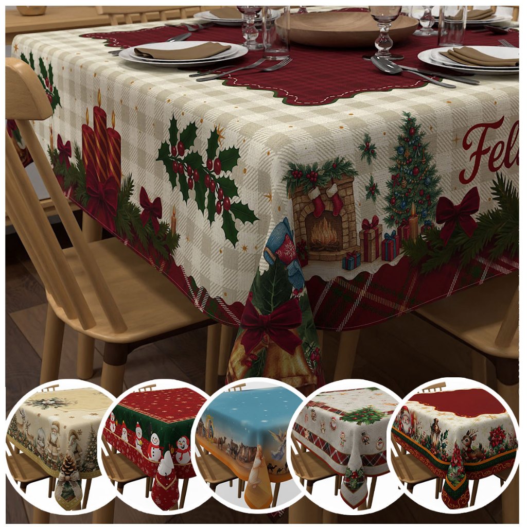 Toalha de Mesa 4 Lugares Natal Quadrada Mesa Posta Natalina Em Tecido Oxford 1,40x1,40m em Oferta na Shopee