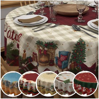 Toalha de Mesa Redonda Natal 4 Lugares Mesa Posta Natalina Em Tecido Oxford 1,40x1,40m em Oferta na Shopee