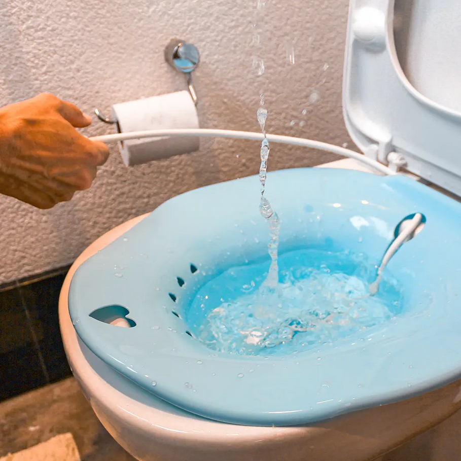 Bacia Para Banho De Assento Retratil Higiene Íntima e Cuidados Perineais Azul Longevitech em Oferta na Shopee