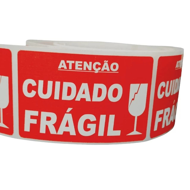 1000 Etiqueta Cuidado Frágil  6x4cm Adesivo Ecomerce Envios Lacre Caixa Embalagens