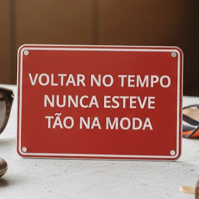 Placa decorativa TEMPO Plaquinha 10x15 Plástico escrito relevo imitando de rua MODA RETRO CHIQUE MAR