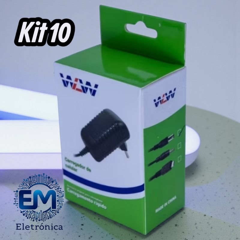 Kit 10 – Fonto Carregador para caixa som 9v-2.a pino amarelo 4.mm em Oferta na Shopee