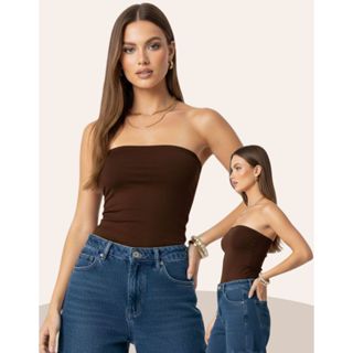 Cropped Top Tube Faixa Suplex Premium Tomara Que Caia Feminino De Moda Blogueira Tubinho Básica em Oferta na Shopee