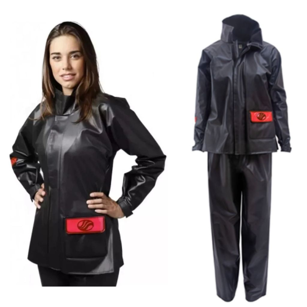 Capa De Chuva Feminina Motoqueira Alba Modelo Europa Preto