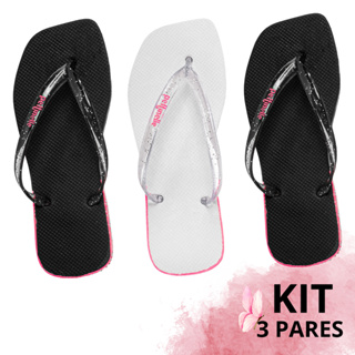 Kit Chinelo Feminino Casual Leve Flexivél Branco Preto em Oferta na Shopee