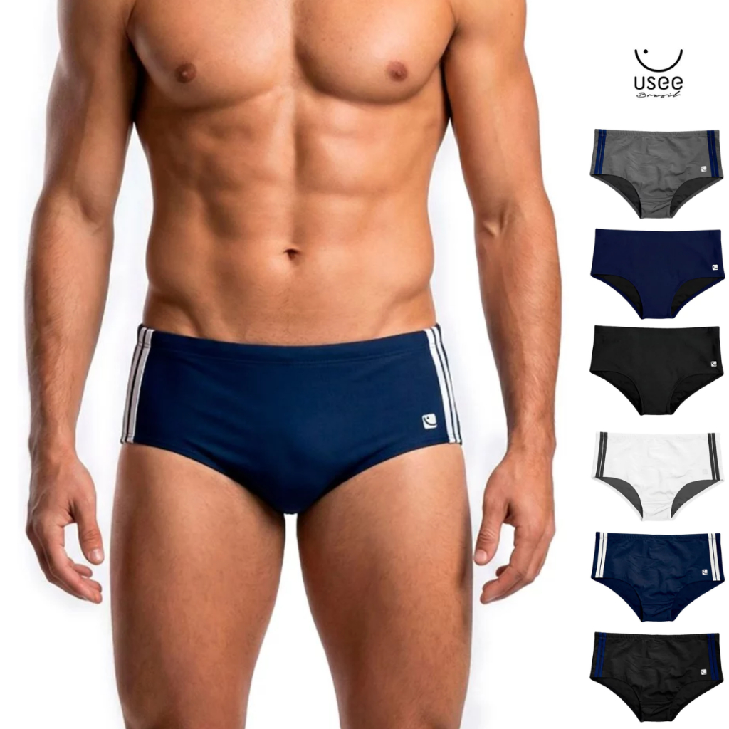 Sunga Slip Masculina Adulto Usee Brasil com Cordão Ajustável Praia Piscina Original em Oferta na Shopee