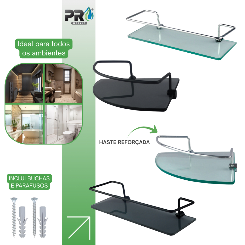 Porta Shampoo suporte de Banheiro luxo  reto e canto 100% a prova de ferrugem/.ELITE codigo 7070