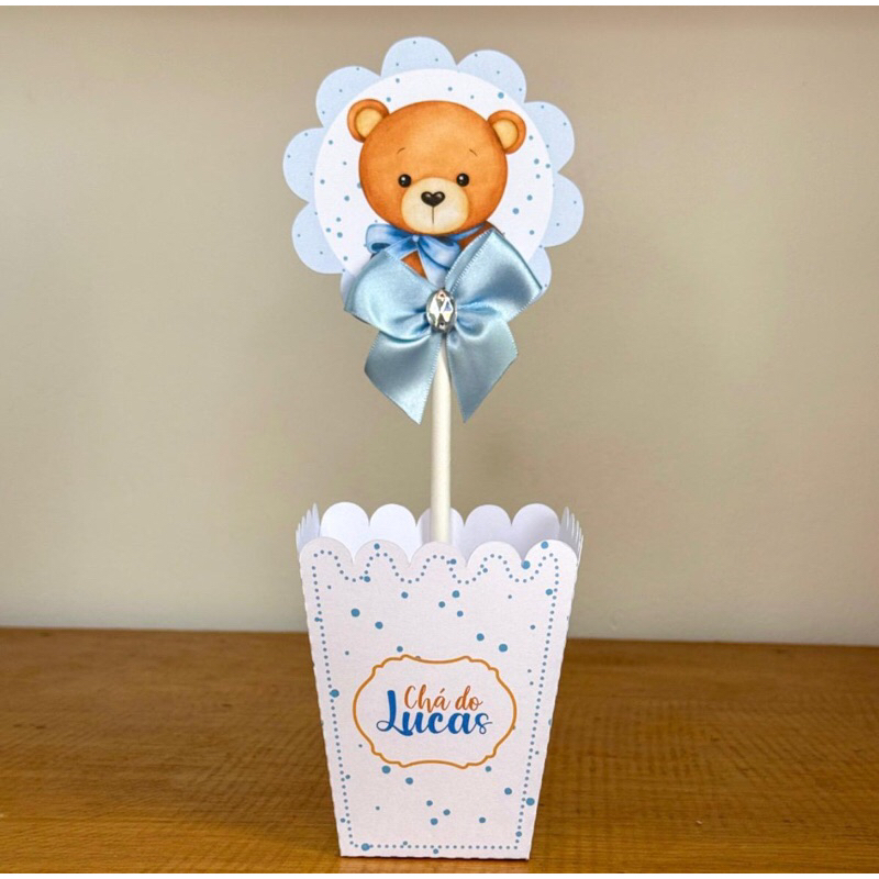 10 unidades centro de mesa - Caixinha Personalizada Ursinho Azul – Lembrancinha Chá de Bebê, Maternidade e Aniversário