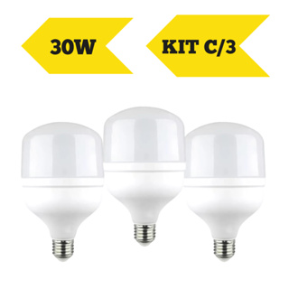 Kit 3 Lâmpadas Bulbo LED 30W Branco Frio 6500K Potente em Oferta na Shopee