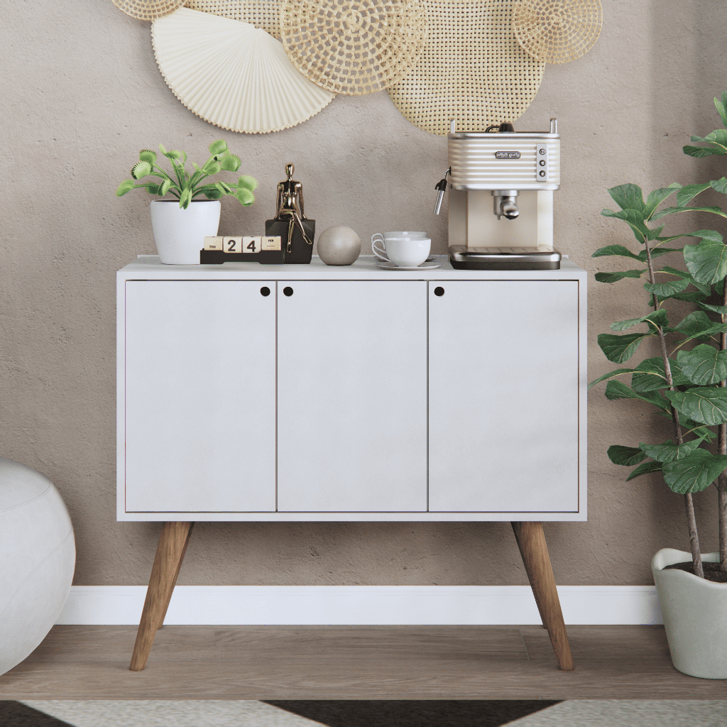 Aparador Buffet Bonatto 3 Portas com Pés em Madeira Cantinho Do Café em Oferta na Shopee