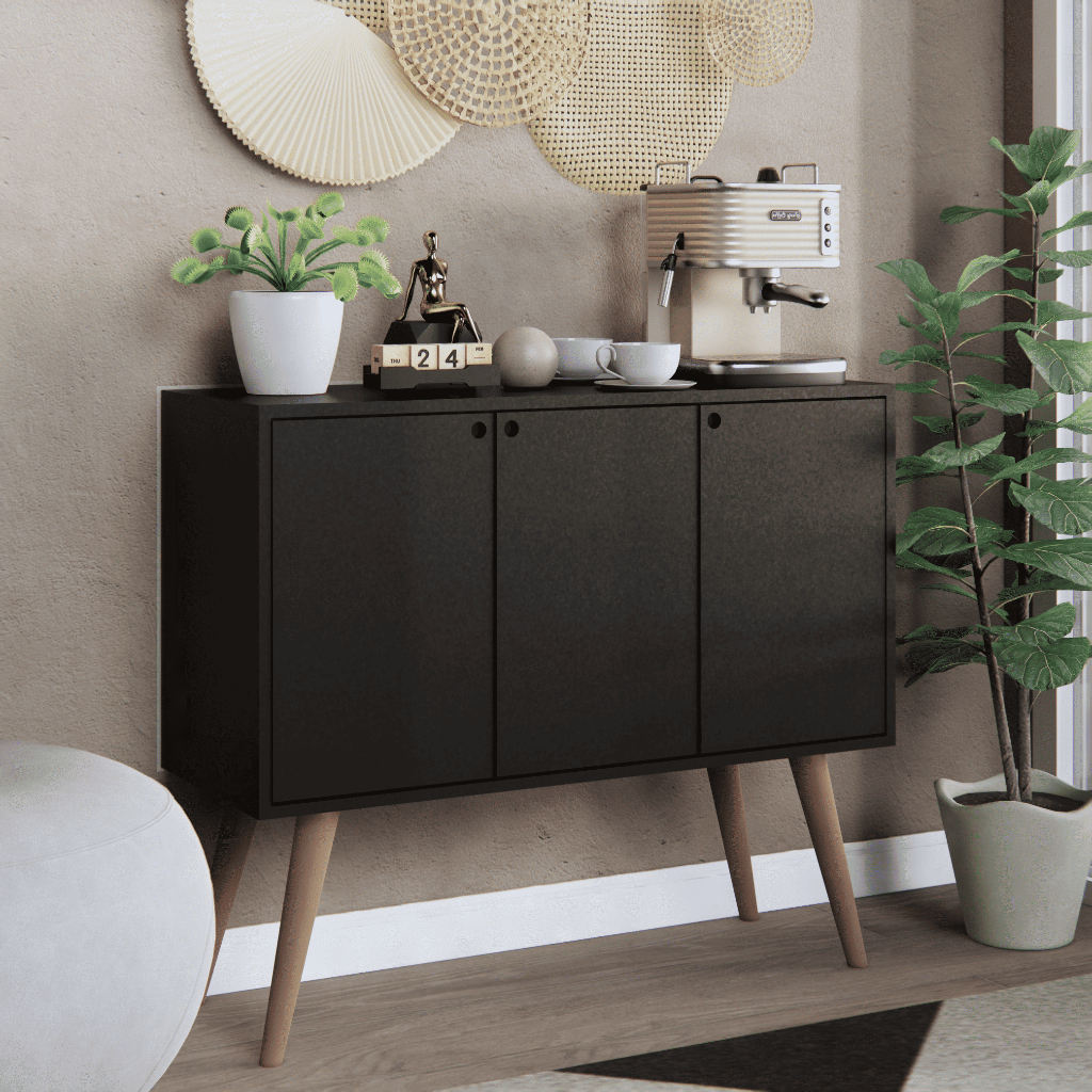 Balcão Gabinete Buffet Bonatto 3 Portas Pés Palito Cantinho Do Café Rack Móveis Bonatto em Oferta na Shopee