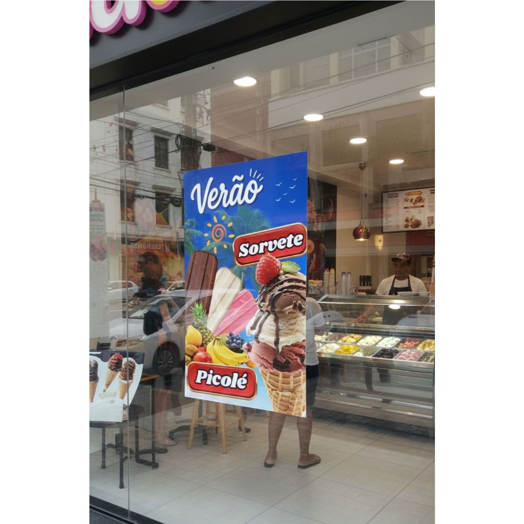 Adesivo Parede Sorvete picolé Verão Sabor Fruta Chocolate Morango Vitrine Freezer