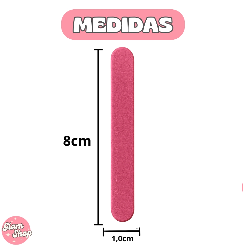 Detalhes do Kit LIXA Mini Cor ROSA + PALITOS para CUTICULA para Manicure Pedicure