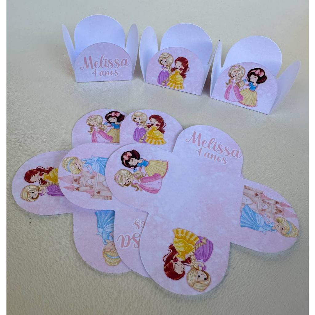 Forminha de Doces Princesas Cute Aquarela Personalizada Com Nome e Idade /Lembrancinha /Aniversário Forminha Brigadeiro