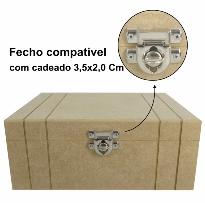 Frasqueira Baixa Baú Organizador MDF com Tampa e Fecho e dobradiça P,M,G Decoração Artesanato