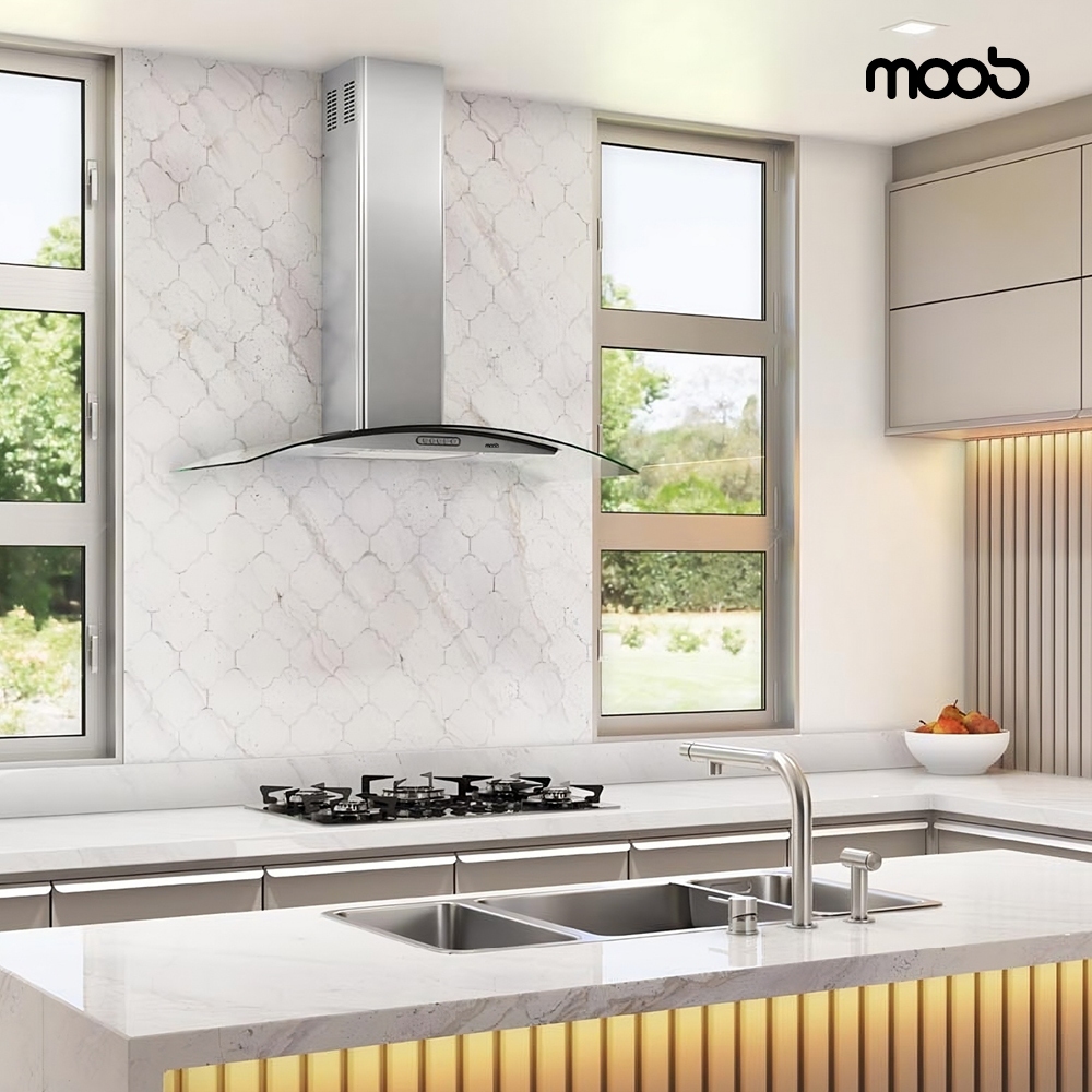 Coifa de Parede Moob 90cm Vidro Curvo Inox Slim com Duto 220V · foto 2