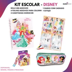 Material Escolar Estojo Diario Adesivos Disney Meninas Frozen Princesas Minnie Volta ás Aulas