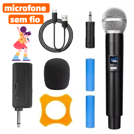 Microfone  Sem Fio UHF Portátil Recarregável Para Karaokê Festa De Casamento Igrejas Musicas Eventos BM-250B em Oferta na Shopee