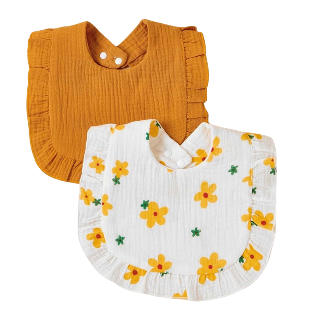 Kit Bebê 2 Babadores Camada Dupla Confortáveis Algodão Bandanas Face e Regulagens para Menino Menina